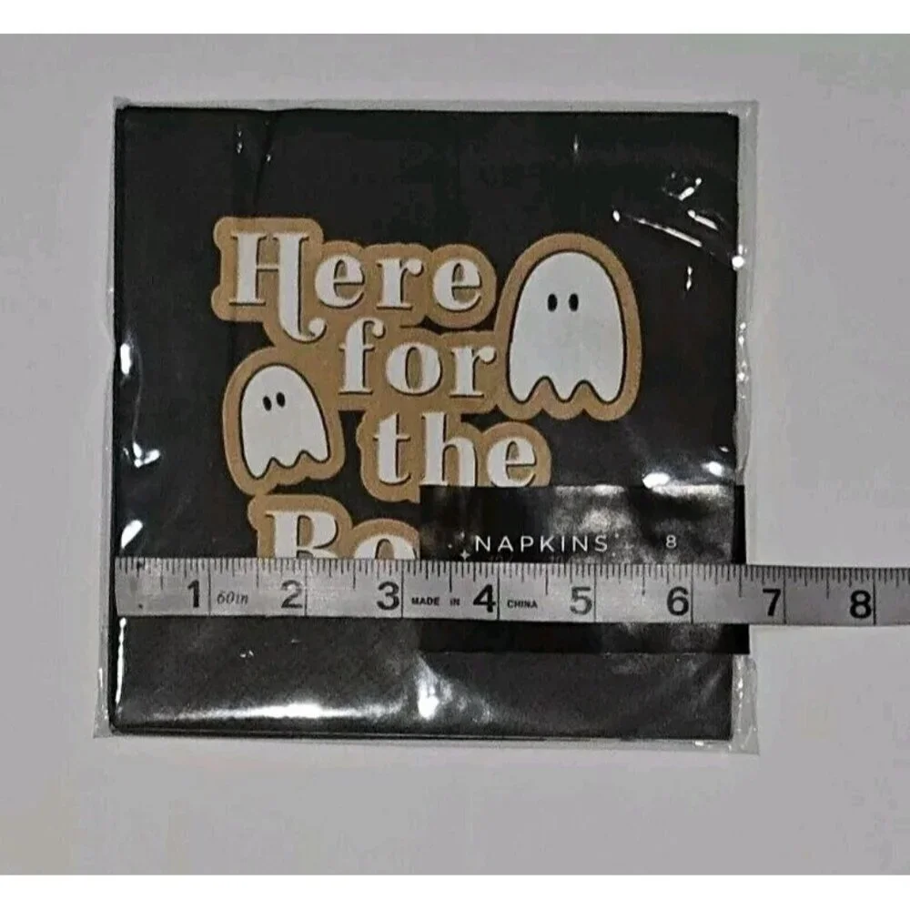 NEW 8 Packages Halloween Napkins (8/pack) Here for the Booos Ghost Boos Booze